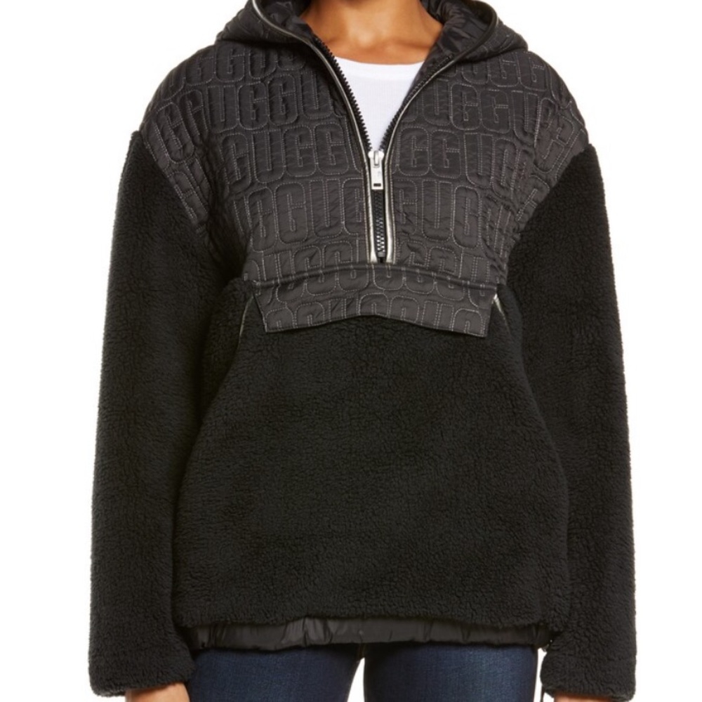 NWT UGG Logo Iggy Sherpa Zip Pullover Size Lrg - Picture 4 of 10